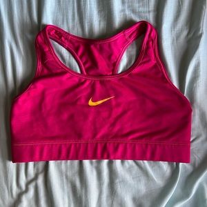 Nike Pink Sports Bra with Yellow Logo